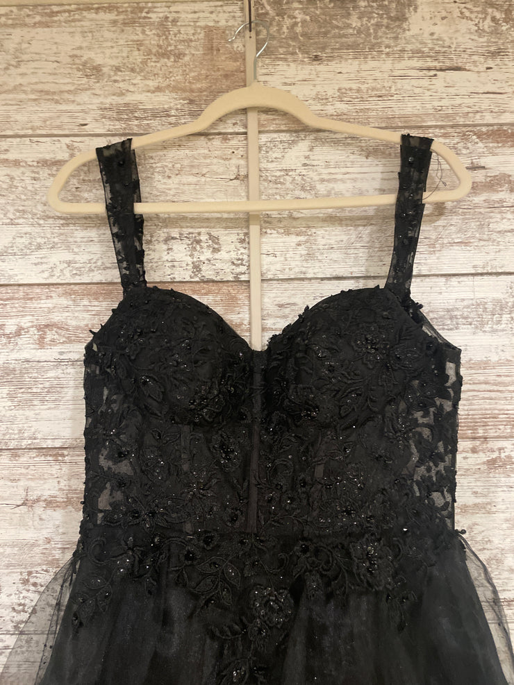 BLACK TIERED SPARKLY A LINE