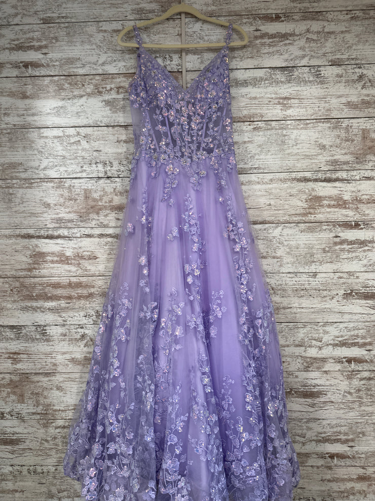 LAVENDER SPARKLY A LINE GOWN