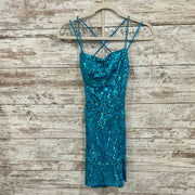 AQUA SPARKLY SHORT DRESS