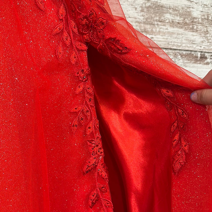 RED/FLORAL A LINE GOWN