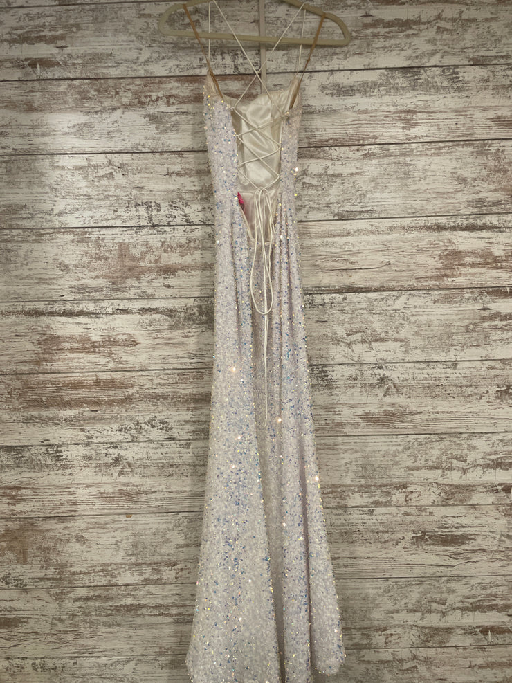 WHITE SEQUIN LONG DRESS