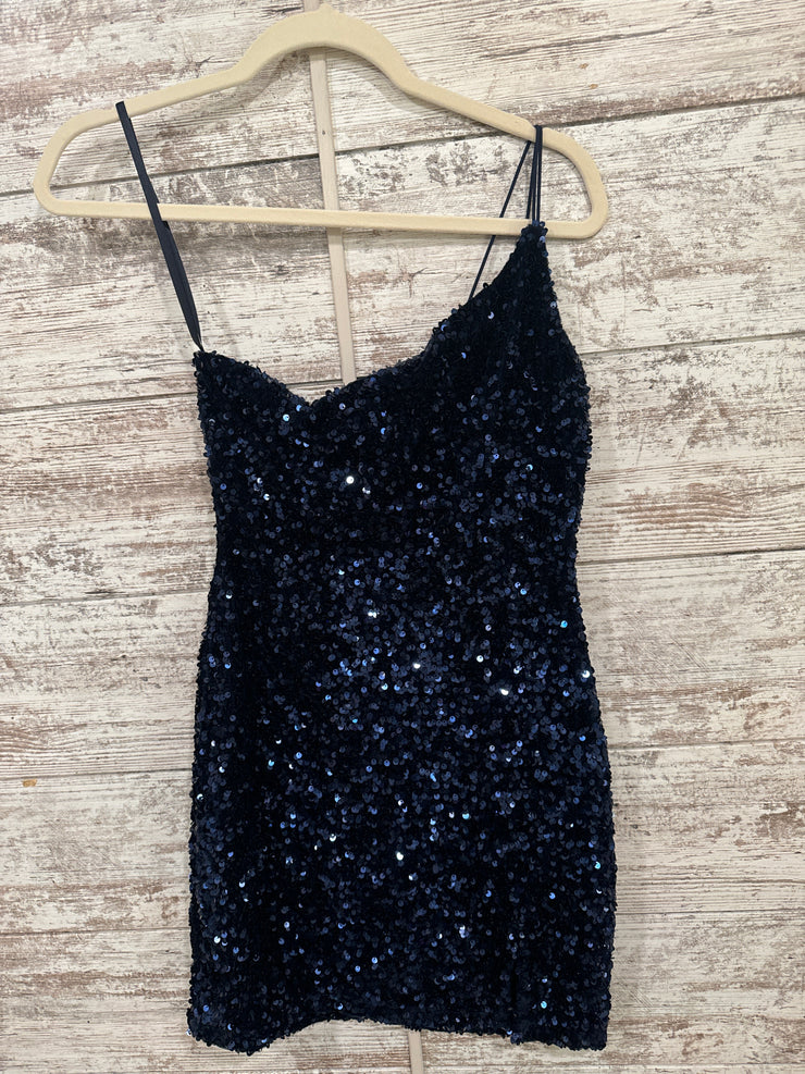 NAVY SEQUIN SHORT DRESS (NEW)
