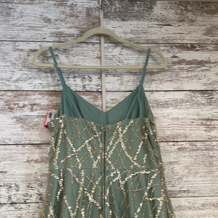 GREEN/GOLD SPARKLY A LINE GOWN