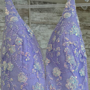 LAVENDER/FLORAL A LINE GOWN