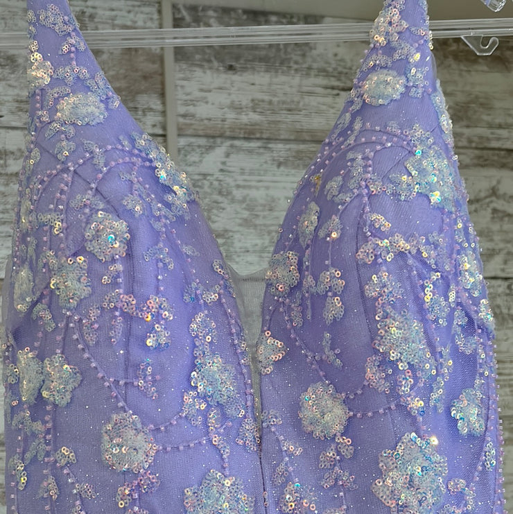 LAVENDER/FLORAL A LINE GOWN