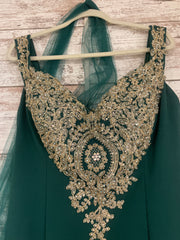 GREEN/GOLD LONG EVENING GOWN