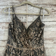 GRAY/GOLD A LINE GOWN