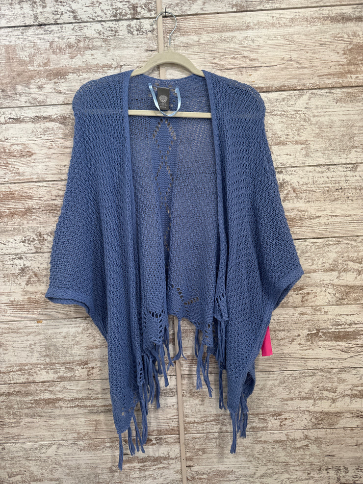 BLUE CROCHET OPEN SHAWL