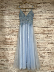 BLUE/FLORAL A LINE GOWN