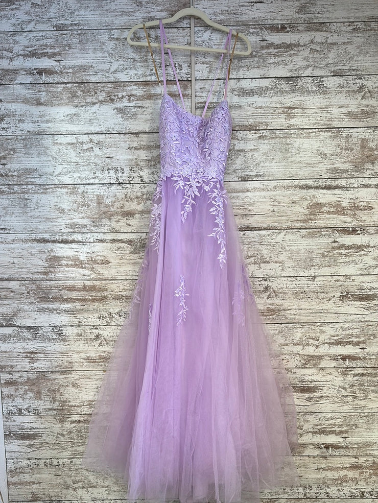 LAVENDER/FLORAL A LINE GOWN