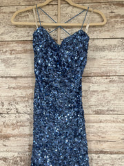 BLUE FULL SEQUIN LONG DRESS