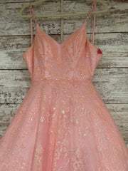 PINK SPARKLY A LINE GOWN