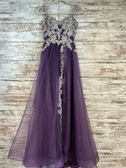 PURPLE/WHITE A LINE GOWN $625