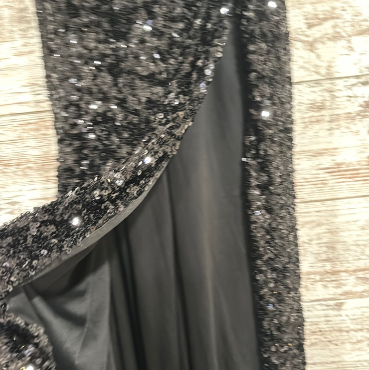 BLACK/SEQUIN/TILES LONG DRESS