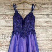 PURPLE/FLORAL A LINE GOWN