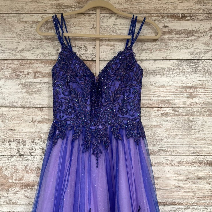 PURPLE/FLORAL A LINE GOWN