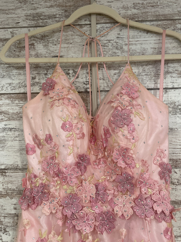 PINK/FLORAL A LINE GOWN