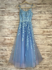 BLUE/FLORAL SPARKLY A LINE GOW