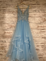 BLUE/FLORAL A LINE GOWN