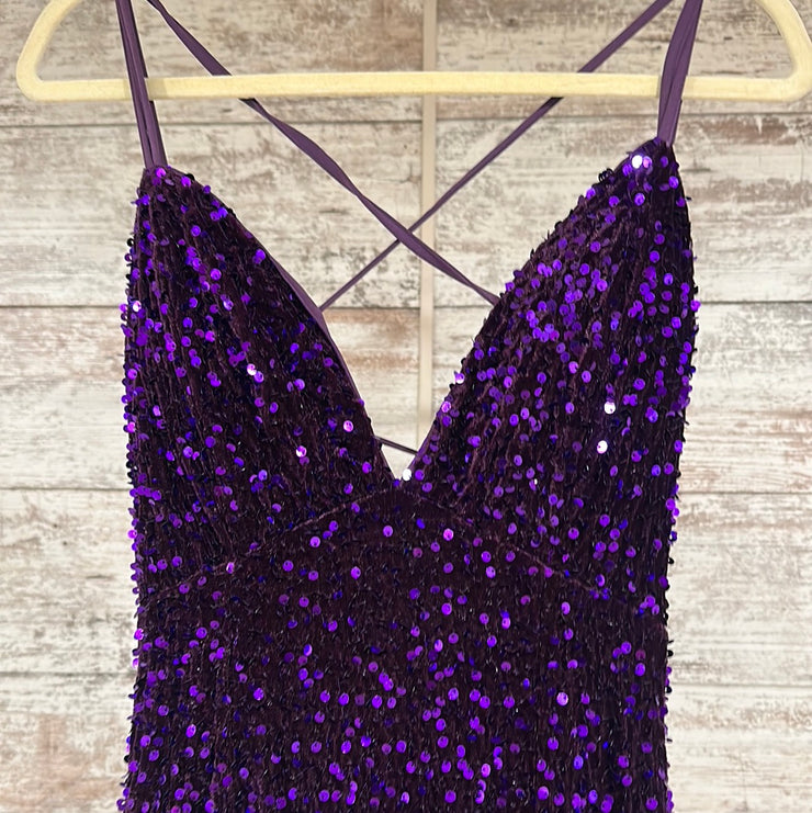 PURPLE SEQUIN MERMAID GOWN-NEW