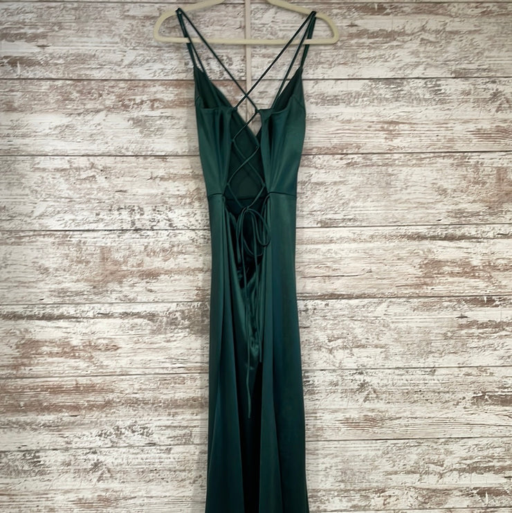 GREEN LONG EVENING GOWN