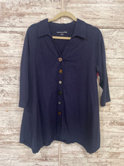 NAVY BUTTON DOWN TUNIC $79