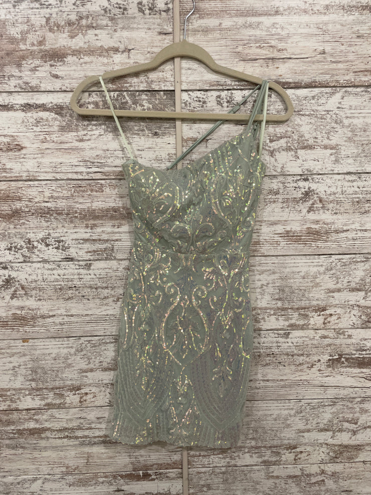 GREEN SPARKLY SHORT DRESS