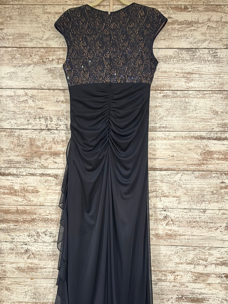 NAVY/NUDE LONG EVENING GOWN