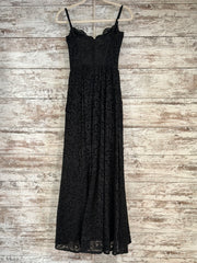 BLACK SPARKLY A LINE GOWN