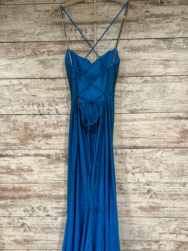 TURQUOISE BEADED LONG DRESS