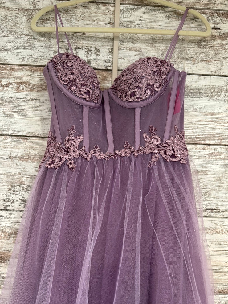 PURPLE SPARKLY A LINE GOWN-NEW