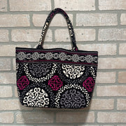 BLACK/PINK QUILTED TOTE