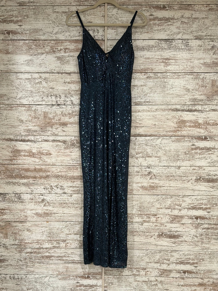 NAVY SPARKLY LONG EVENING GOWN