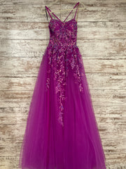 PURPLE/FLORAL A LINE GOWN -NEW