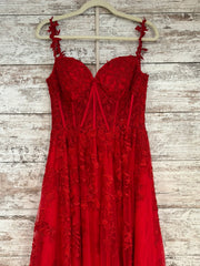 RED/FLORAL A LINE GOWN