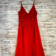 RED/FLORAL A LINE GOWN