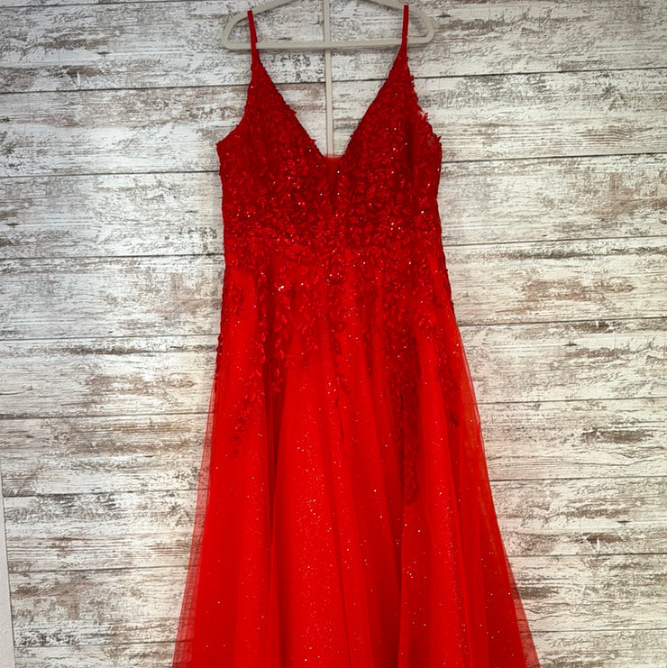 RED/FLORAL A LINE GOWN