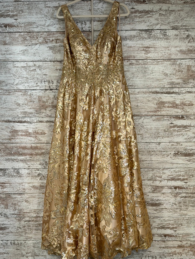 GOLD SPARKLY A LINE GOWN