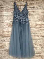 BLUE/FLORAL A LINE GOWN