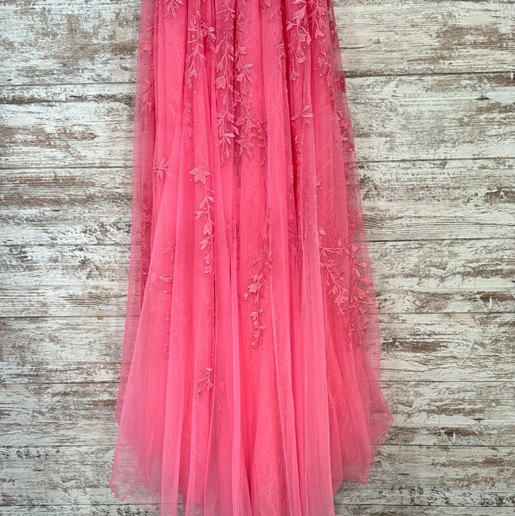 PINK FLORAL A LINE GOWN