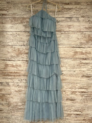 BLUE RUFFLED A LINE GOWN (NEW)