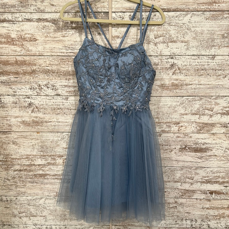 BLUE/FLORAL SHORT DRESS
