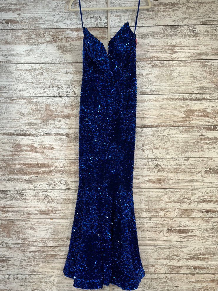 ROYAL BLUE SPARKLY LONG DRESS