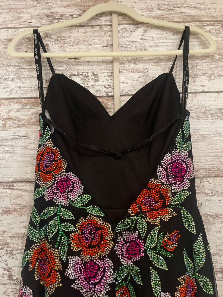 BLACK/FLORAL SPARKLY DRESS-NEW