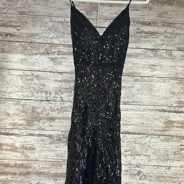 BLACK FULL SEQUIN LONG DRESS