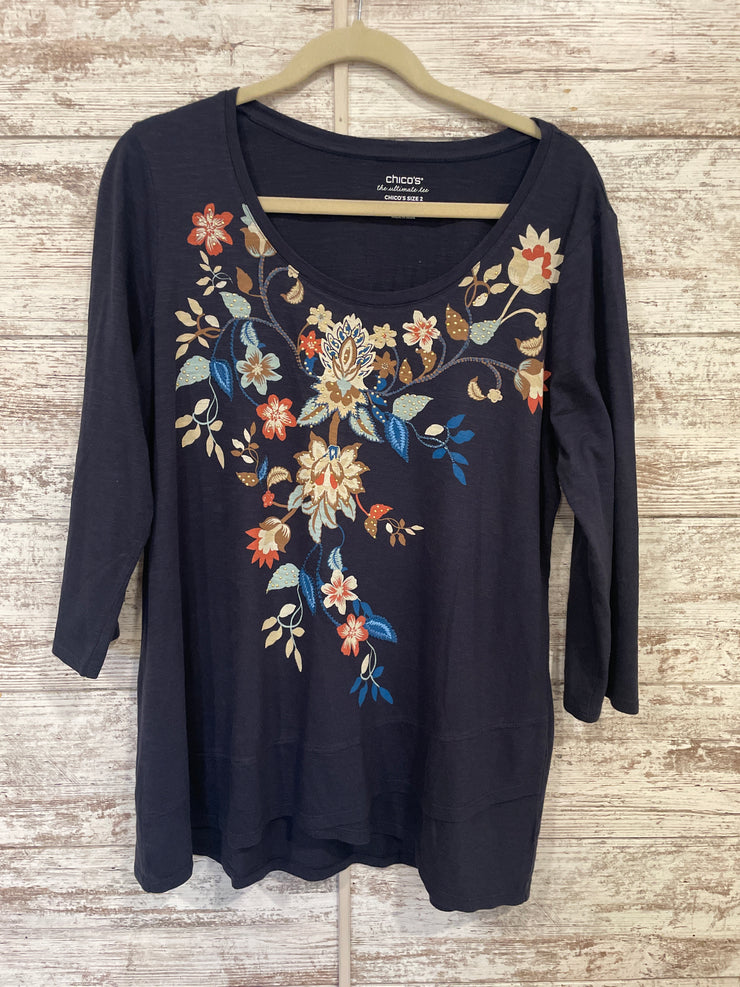NAVY/FLORAL TOP $89