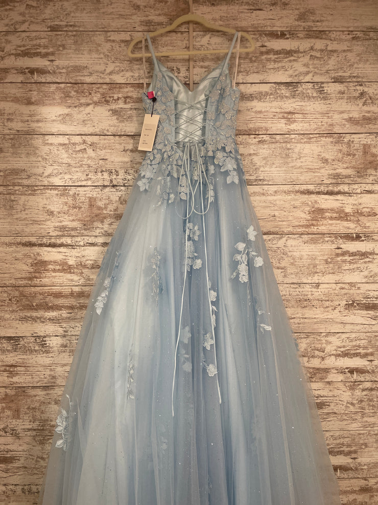 BLUE/FLORAL A LINE GOWN (NEW)
