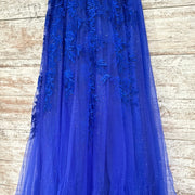 ROYAL BLUE/FLORAL A LINE GOWN