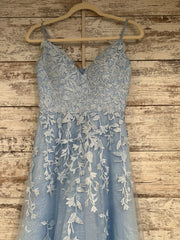 BLUE/FLORAL A LINE GOWN
