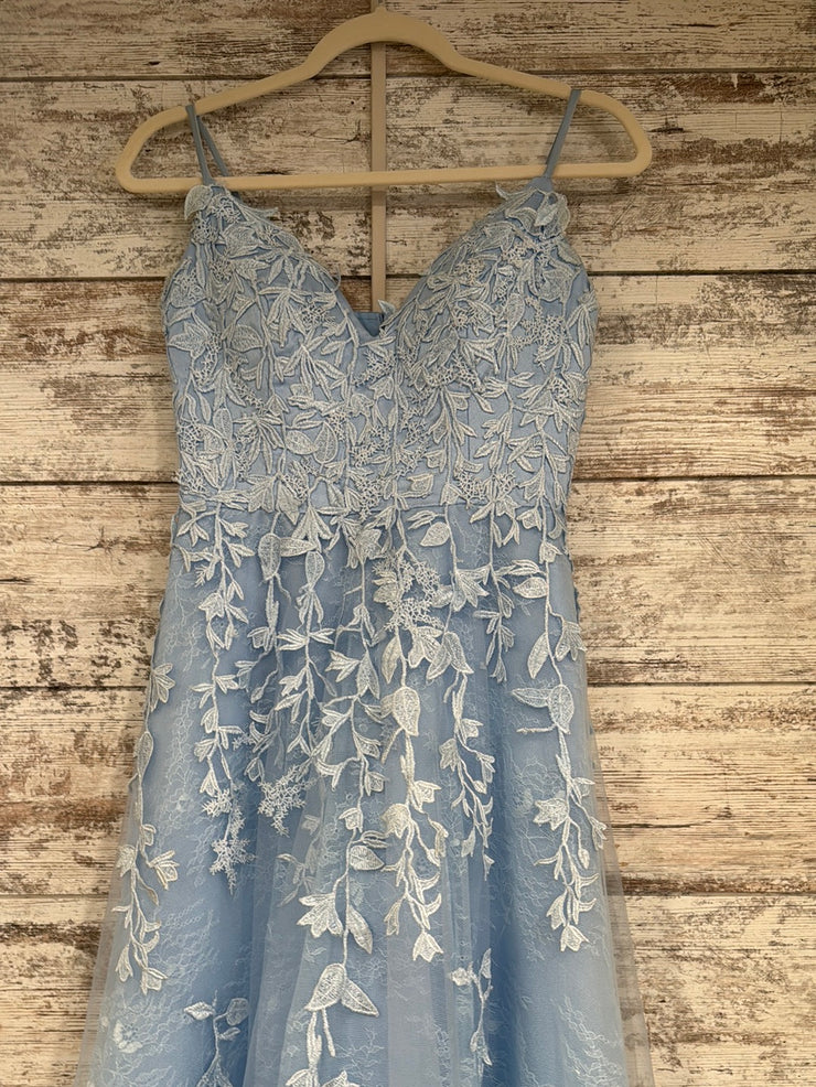 BLUE/FLORAL A LINE GOWN
